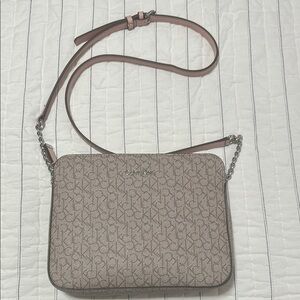 Calvin Klein Pink and Brown Crossbody Bag with Adjustable Strap